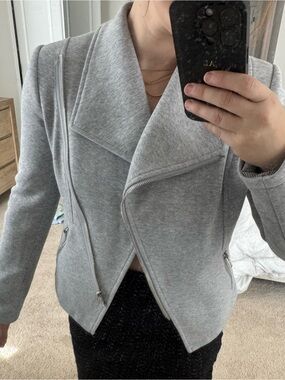 Gibson Light Gray Asymmetric Zip Blazer
